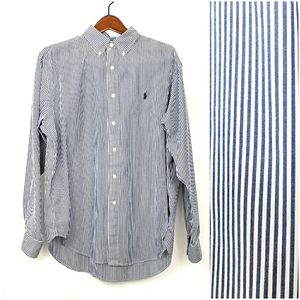 Ralph Lauren Dress Shirt Blue White Pinstripe
